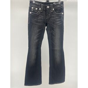 Y2K‎ Miss Me Girls Jeans Size 7 Black Bootcut Rhinestone Denim JPK51233